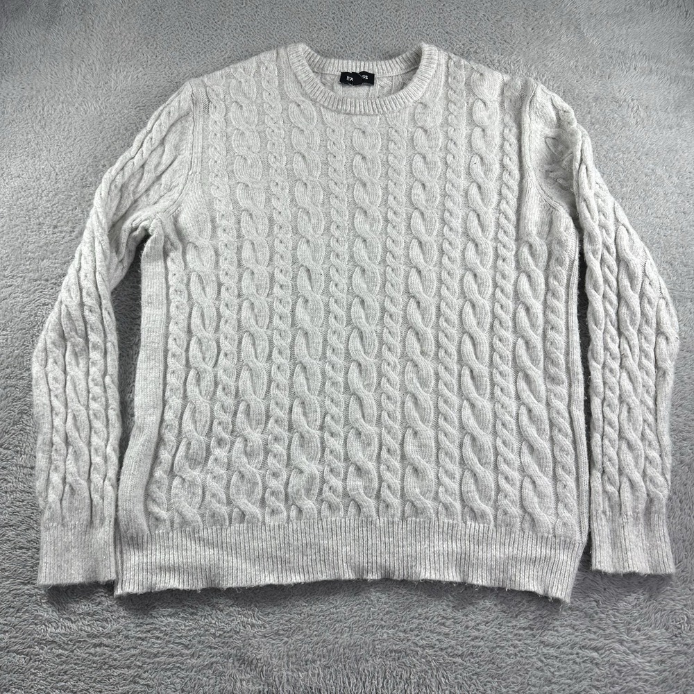 Express Cable Knit Sweater Womens XL Ivory Off White‎ Tunic Corporate Minimal